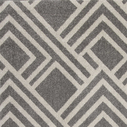 2' X 4' Gray Geometric Indoor Outdoor Area Rug