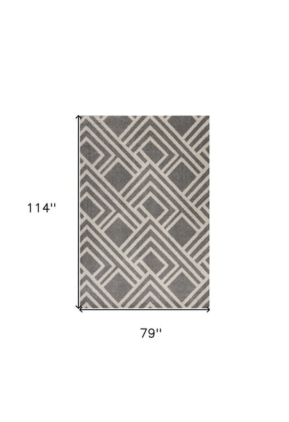 2' X 4' Gray Geometric Indoor Outdoor Area Rug