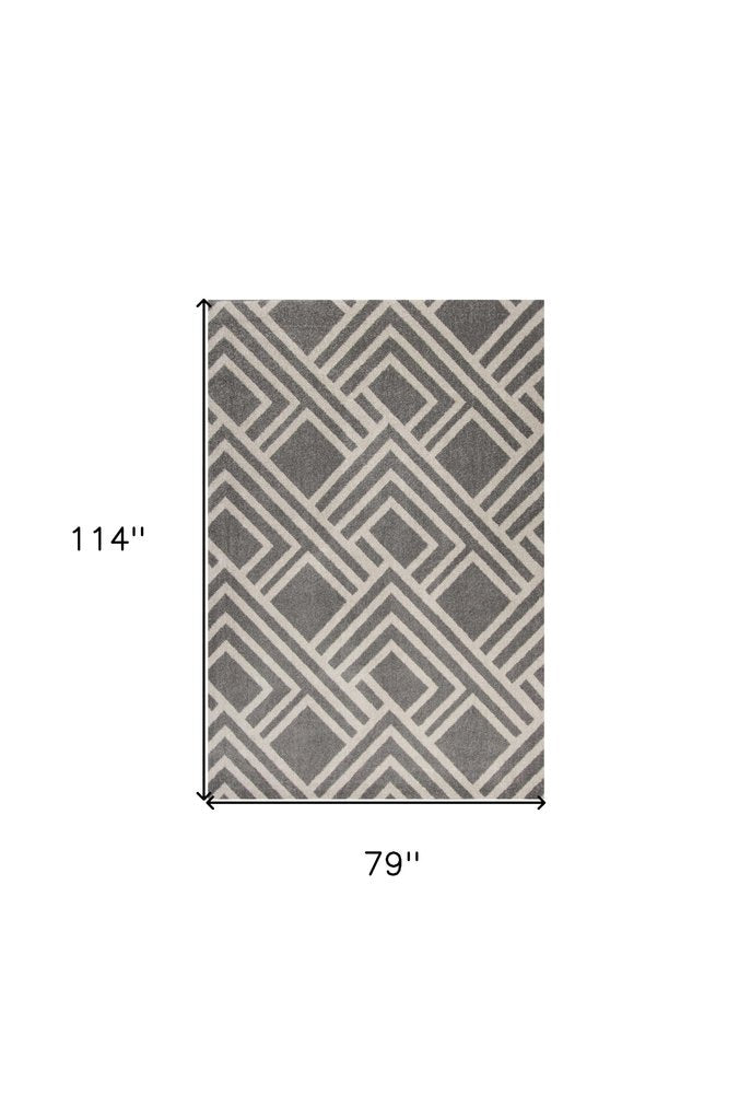 2' X 4' Gray Geometric Indoor Outdoor Area Rug