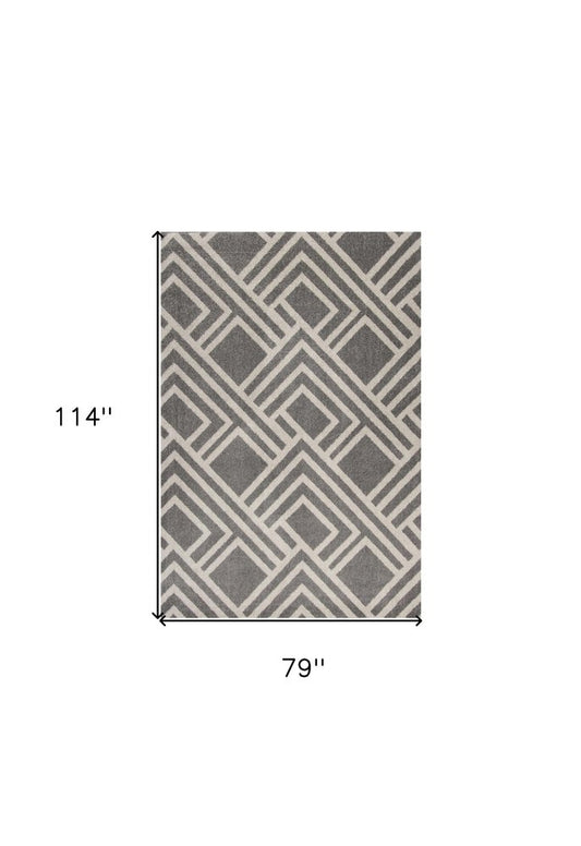2' X 4' Gray Geometric Indoor Outdoor Area Rug