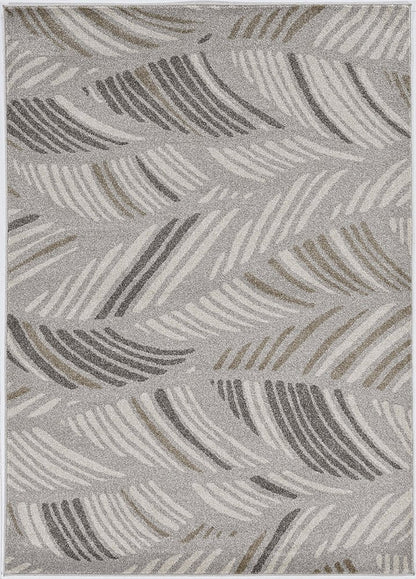 5' X 8' Beige And Brown Tropical Botanical Area Rug