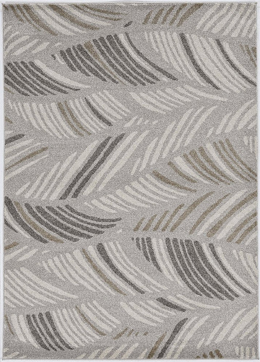 5' X 8' Beige And Brown Tropical Botanical Area Rug