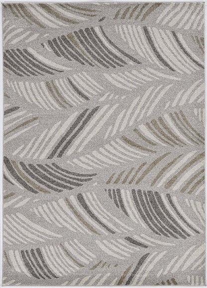 5' X 8' Beige And Brown Tropical Botanical Area Rug