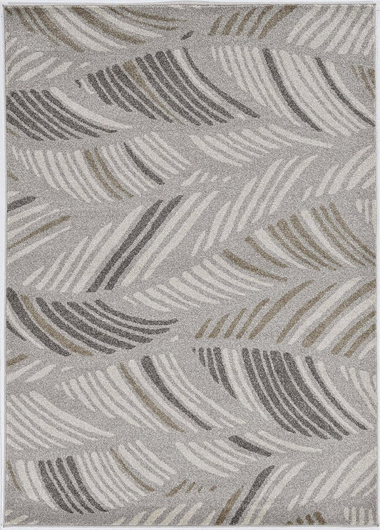 5' X 8' Beige And Brown Tropical Botanical Area Rug