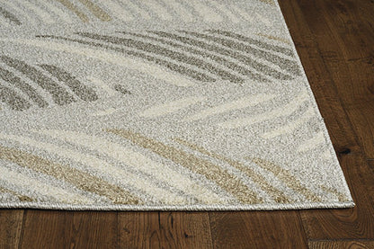 5' X 8' Beige And Brown Tropical Botanical Area Rug