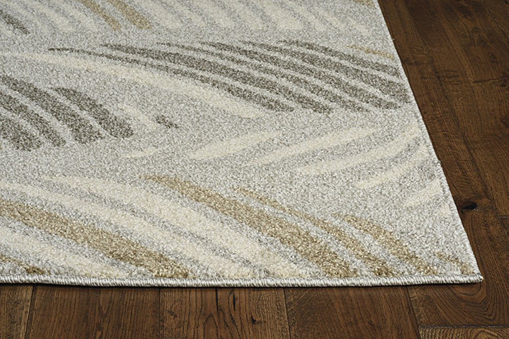 5' X 8' Beige And Brown Tropical Botanical Area Rug