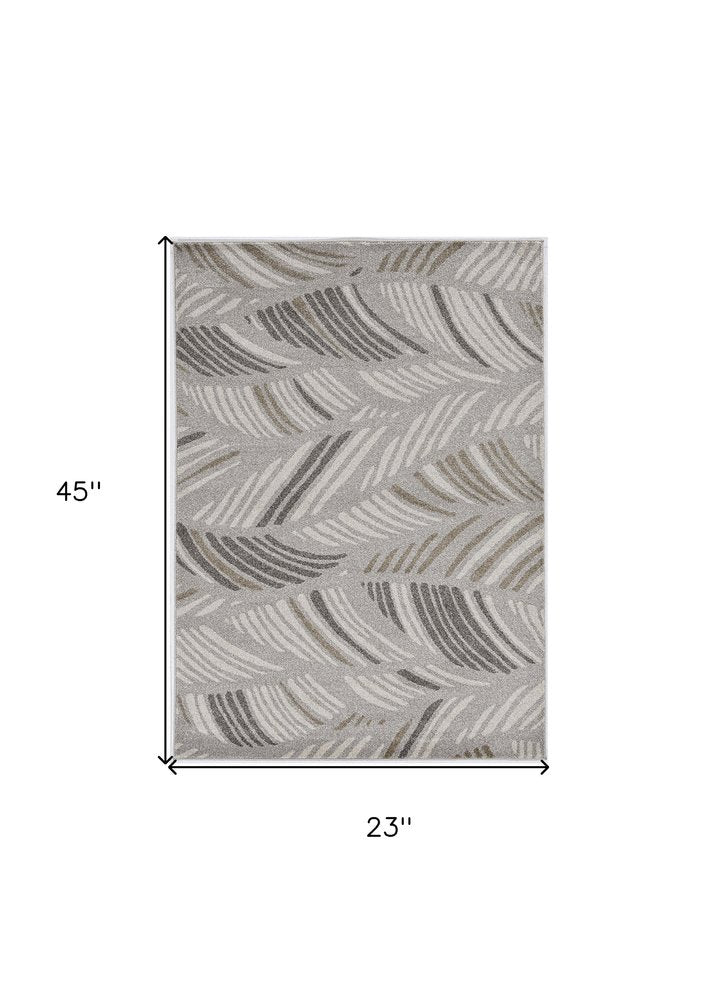 5' X 8' Beige And Brown Tropical Botanical Area Rug