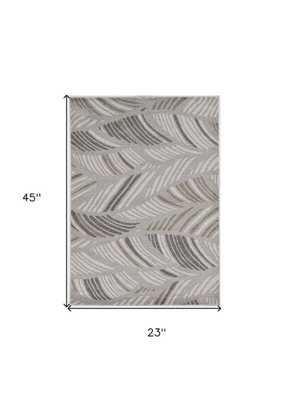5' X 8' Beige And Brown Tropical Botanical Area Rug