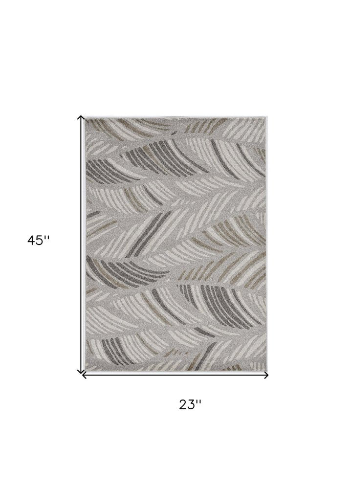5' X 8' Beige And Brown Tropical Botanical Area Rug