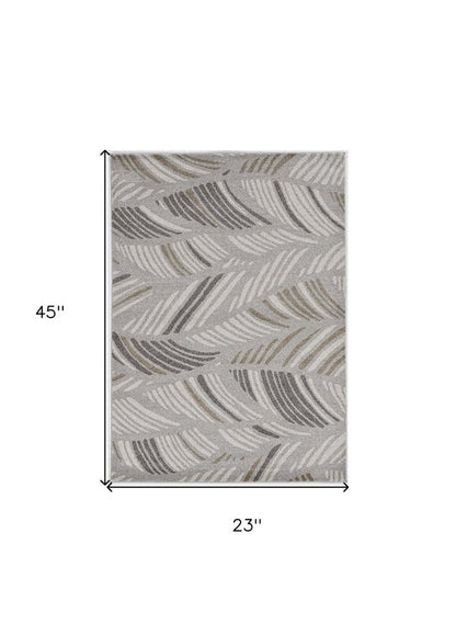 2' X 3' Beige And Brown Tropical Botanical Area Rug