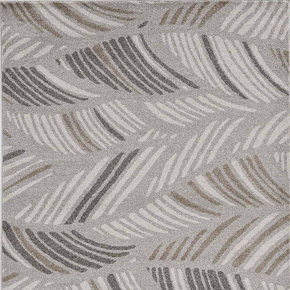 5' X 8' Beige And Brown Tropical Botanical Area Rug