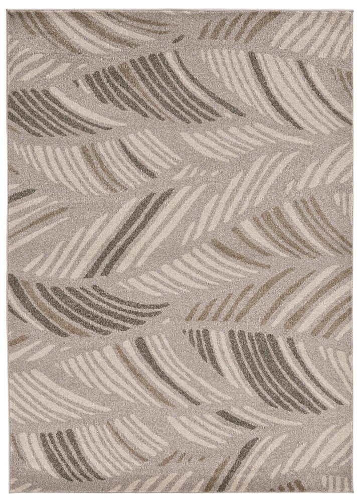 5' X 8' Beige And Brown Tropical Botanical Area Rug