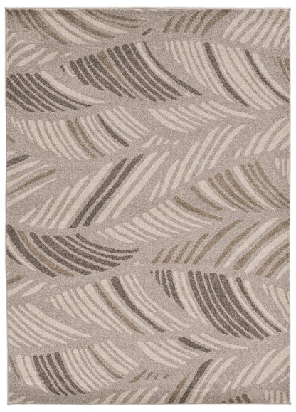 5' X 8' Beige And Brown Tropical Botanical Area Rug
