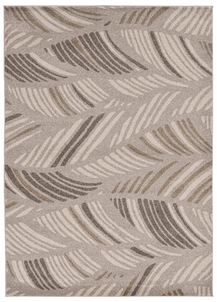 5' X 8' Beige And Brown Tropical Botanical Area Rug