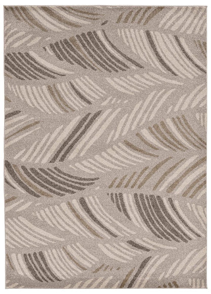 5' X 8' Beige And Brown Tropical Botanical Area Rug