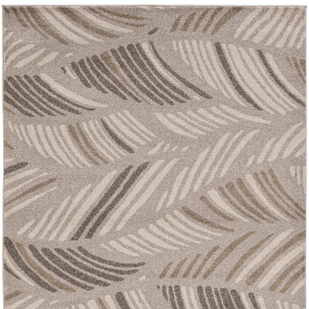 5' X 8' Beige And Brown Tropical Botanical Area Rug