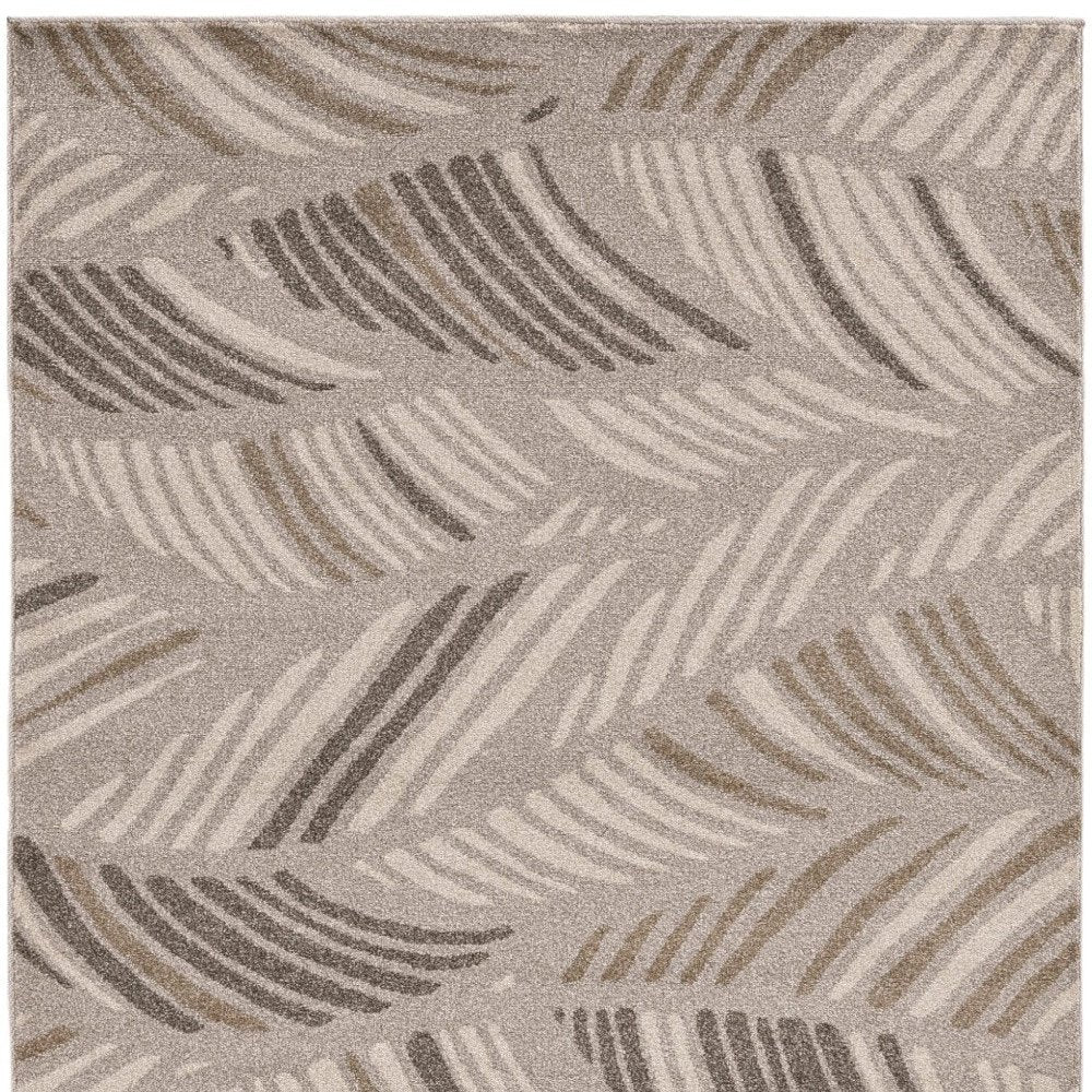 5' X 8' Beige And Brown Tropical Botanical Area Rug