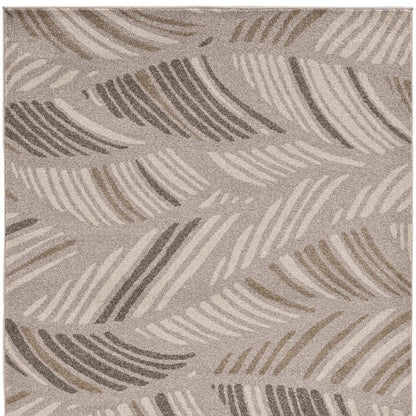 5' X 8' Beige And Brown Tropical Botanical Area Rug