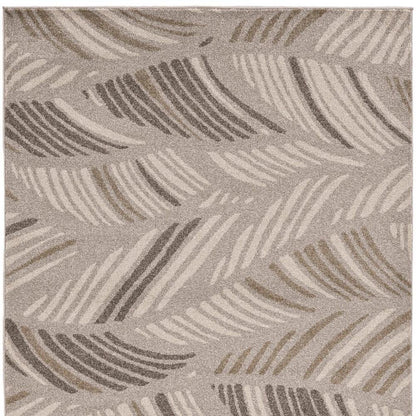 5' X 8' Beige And Brown Tropical Botanical Area Rug