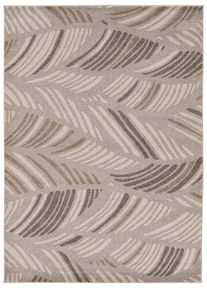 5' X 8' Beige And Brown Tropical Botanical Area Rug