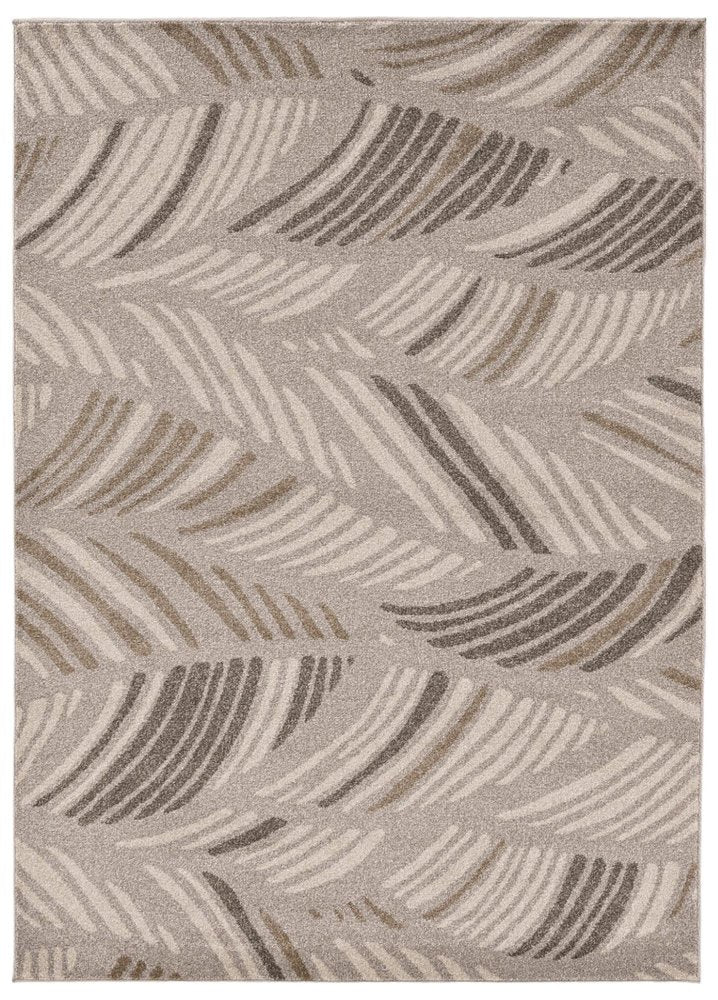 5' X 8' Beige And Brown Tropical Botanical Area Rug