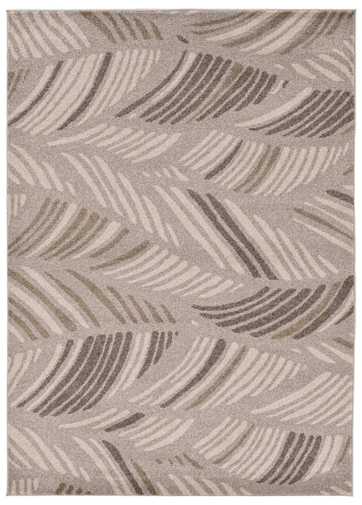 5' X 8' Beige And Brown Tropical Botanical Area Rug