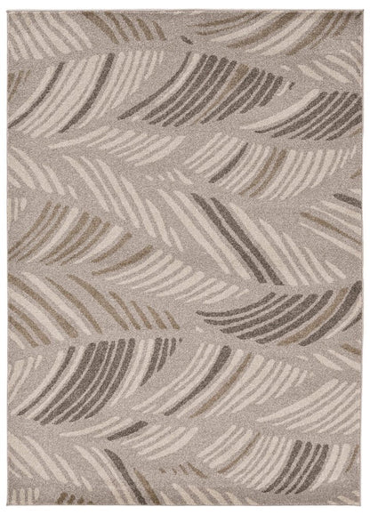 5' X 8' Beige And Brown Tropical Botanical Area Rug