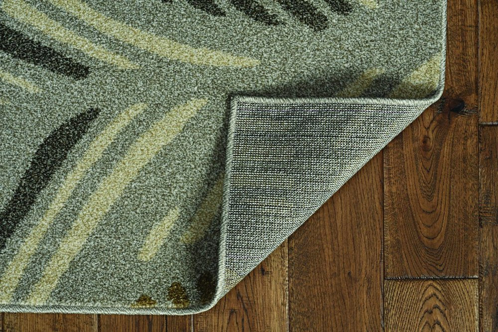 5' X 8' Beige And Brown Tropical Botanical Area Rug