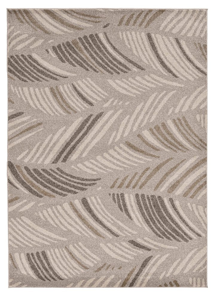5' X 8' Beige And Brown Tropical Botanical Area Rug