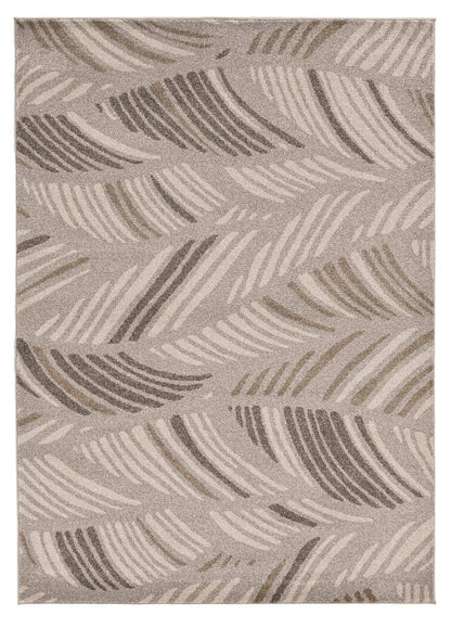 5' X 8' Beige And Brown Tropical Botanical Area Rug