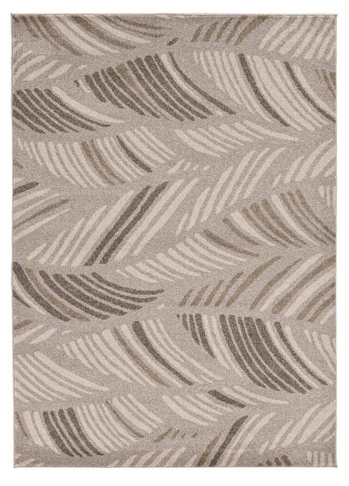 5' X 8' Beige And Brown Tropical Botanical Area Rug