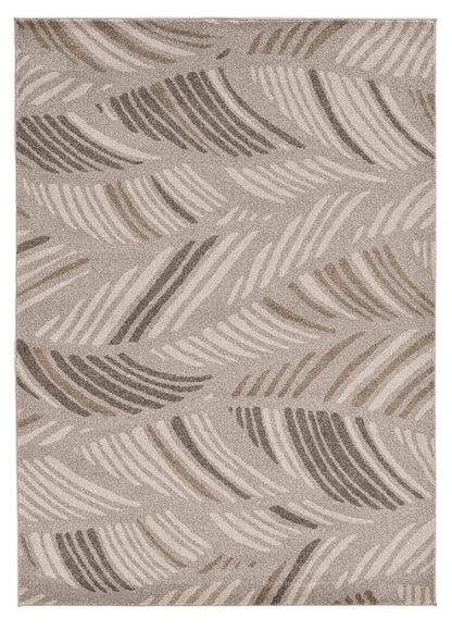 5' X 8' Beige And Brown Tropical Botanical Area Rug