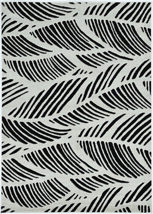 2' X 4' Black and White Abstract Indoor Outdoor Area Rug