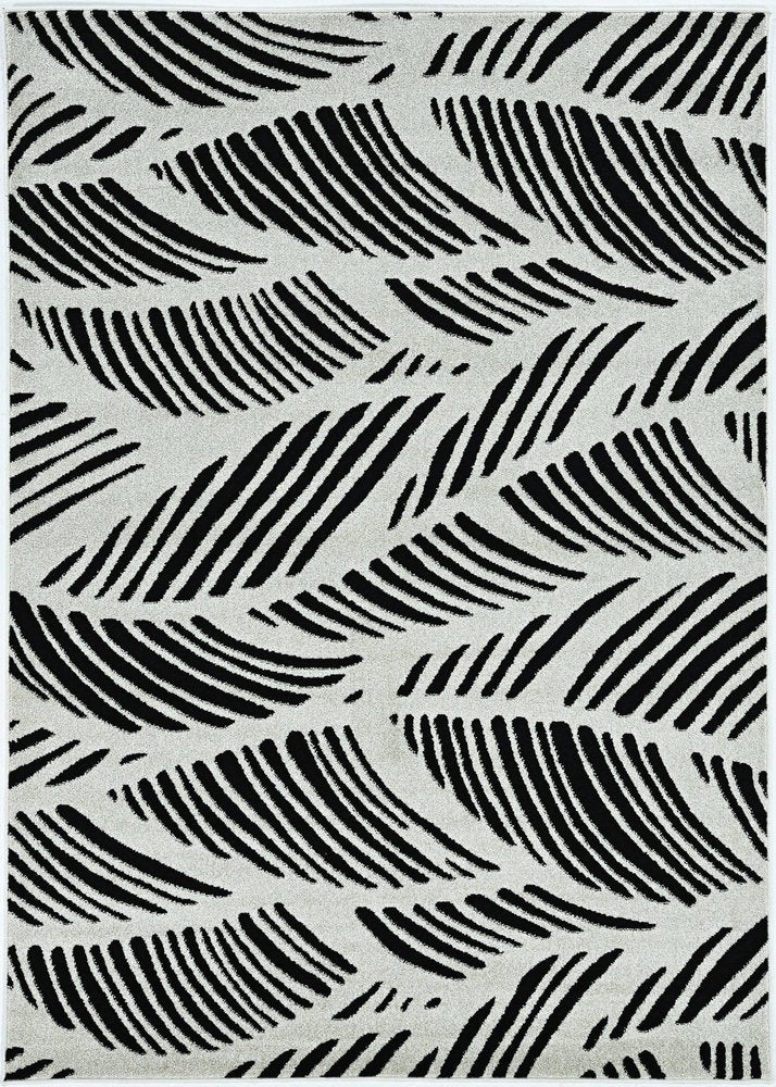 5' X 8' Black And White Abstract Indoor Outdoor Area Rug