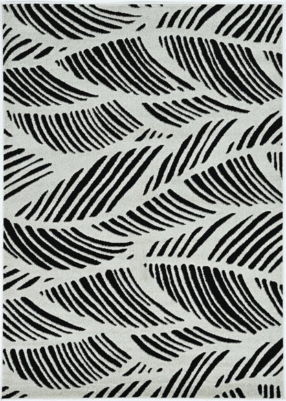 5' X 8' Black And White Abstract Indoor Outdoor Area Rug