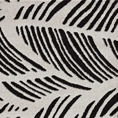 5' X 8' Black And White Abstract Indoor Outdoor Area Rug