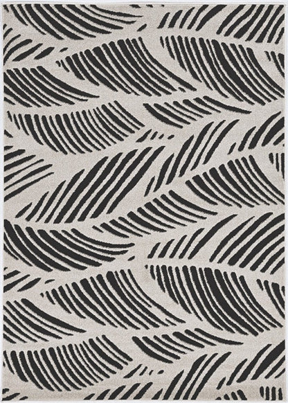 2' X 4' Black And White Abstract Indoor Outdoor Area Rug