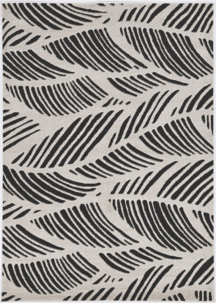 5' X 8' Black And White Abstract Indoor Outdoor Area Rug