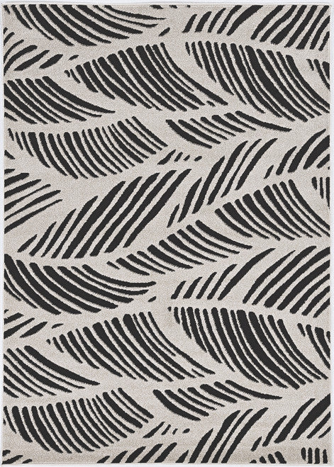 2' X 4' Black and White Abstract Indoor Outdoor Area Rug