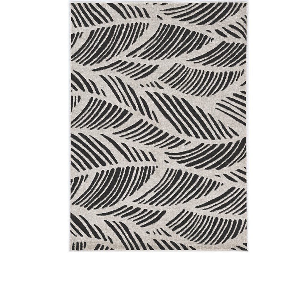 2' X 4' Black And White Abstract Indoor Outdoor Area Rug