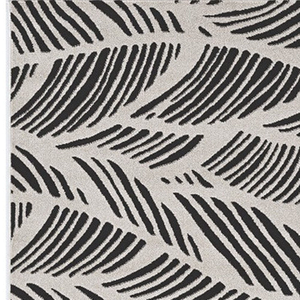 5' X 8' Black And White Abstract Indoor Outdoor Area Rug