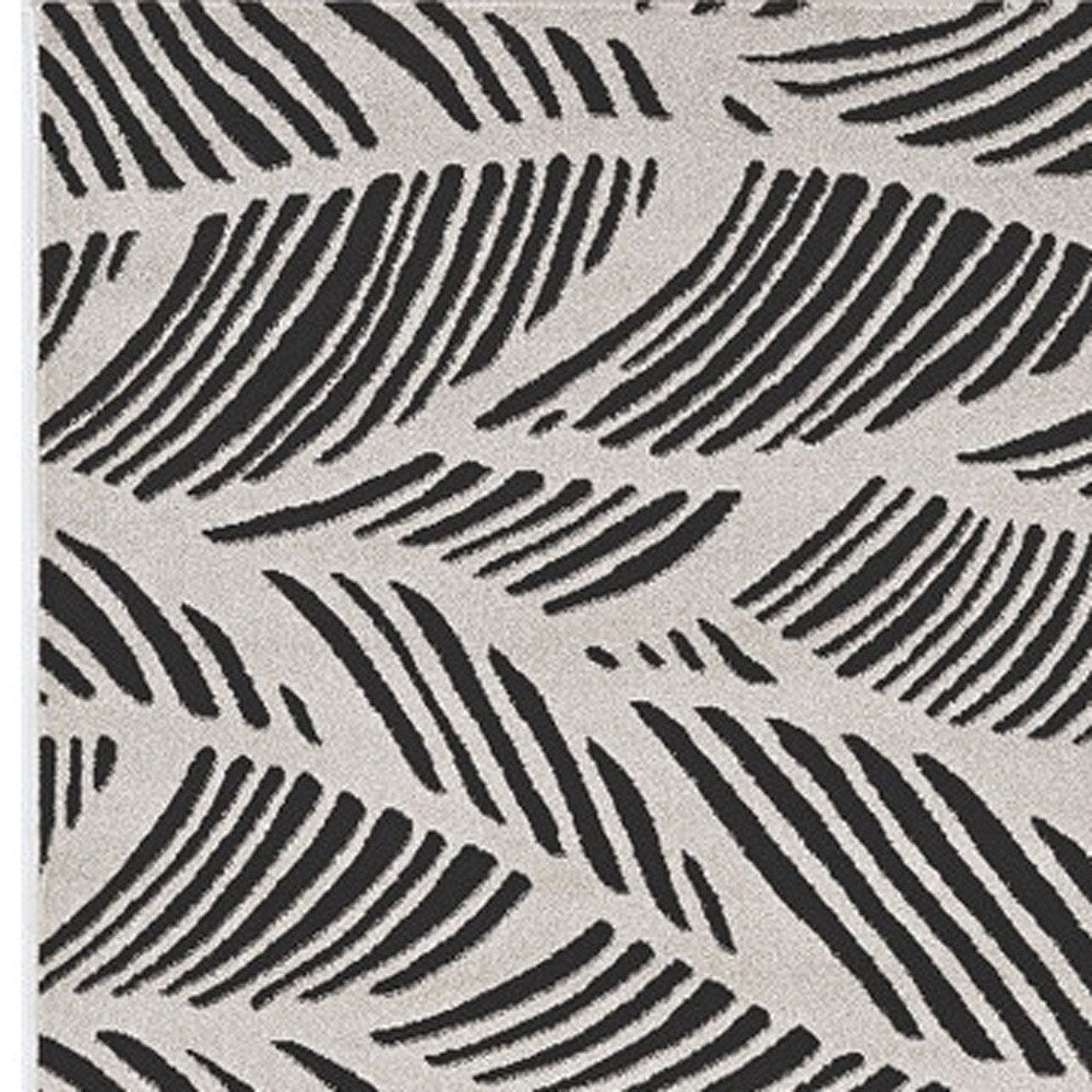 2' X 4' Black and White Abstract Indoor Outdoor Area Rug