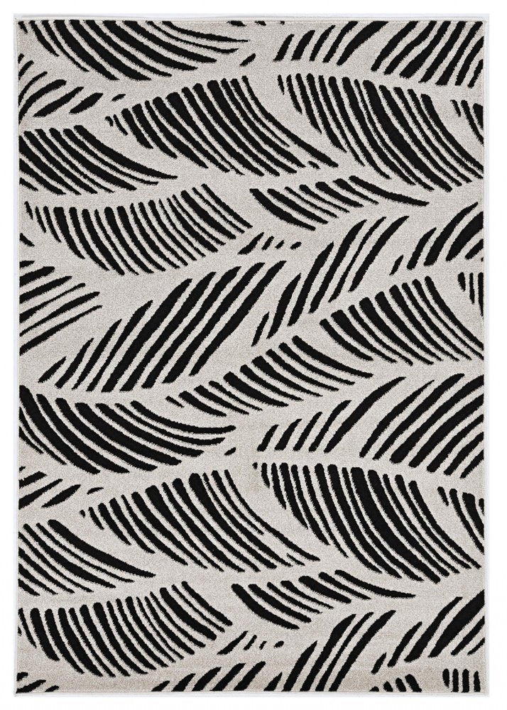2' X 4' Black And White Abstract Indoor Outdoor Area Rug