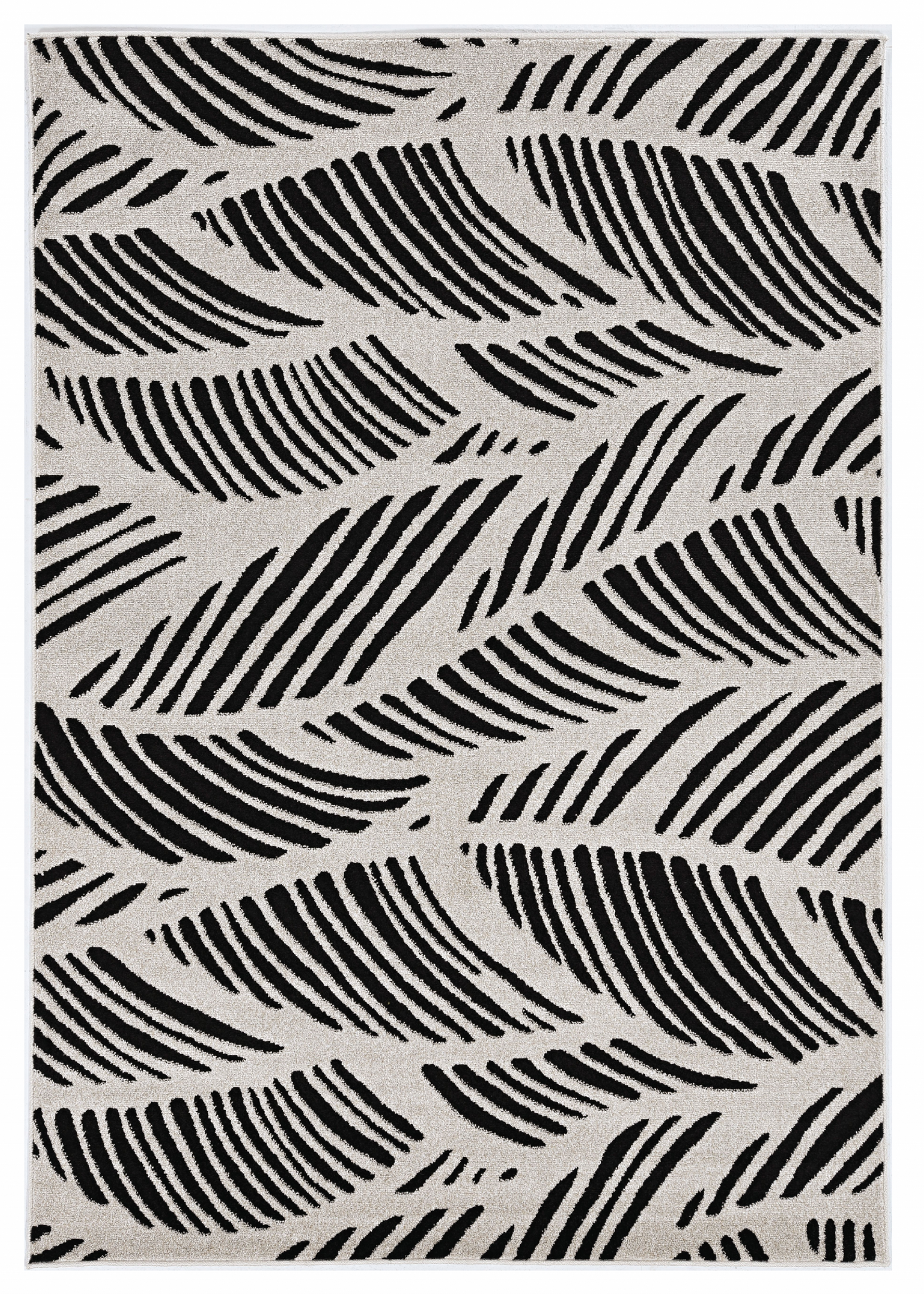 2' X 4' Black and White Abstract Indoor Outdoor Area Rug