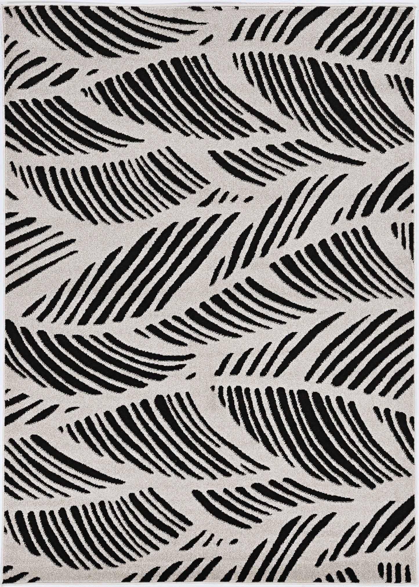 2' X 4' Black and White Abstract Indoor Outdoor Area Rug