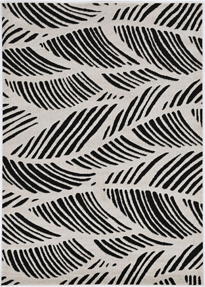 2' X 4' Black And White Abstract Indoor Outdoor Area Rug
