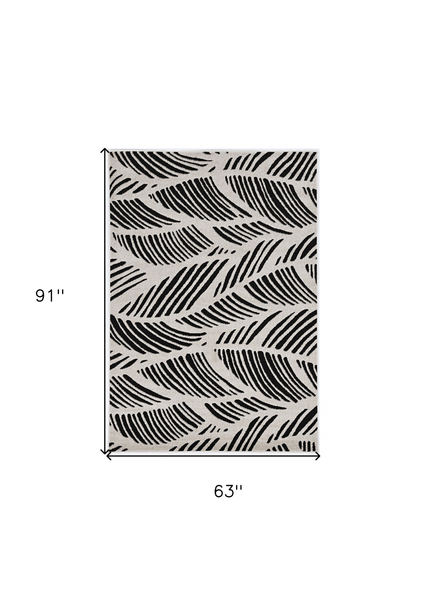 5' X 8' Black and White Abstract Indoor Outdoor Area Rug