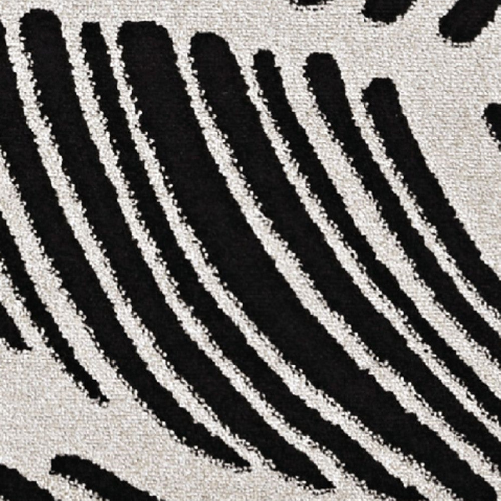 2' X 4' Black and White Abstract Indoor Outdoor Area Rug