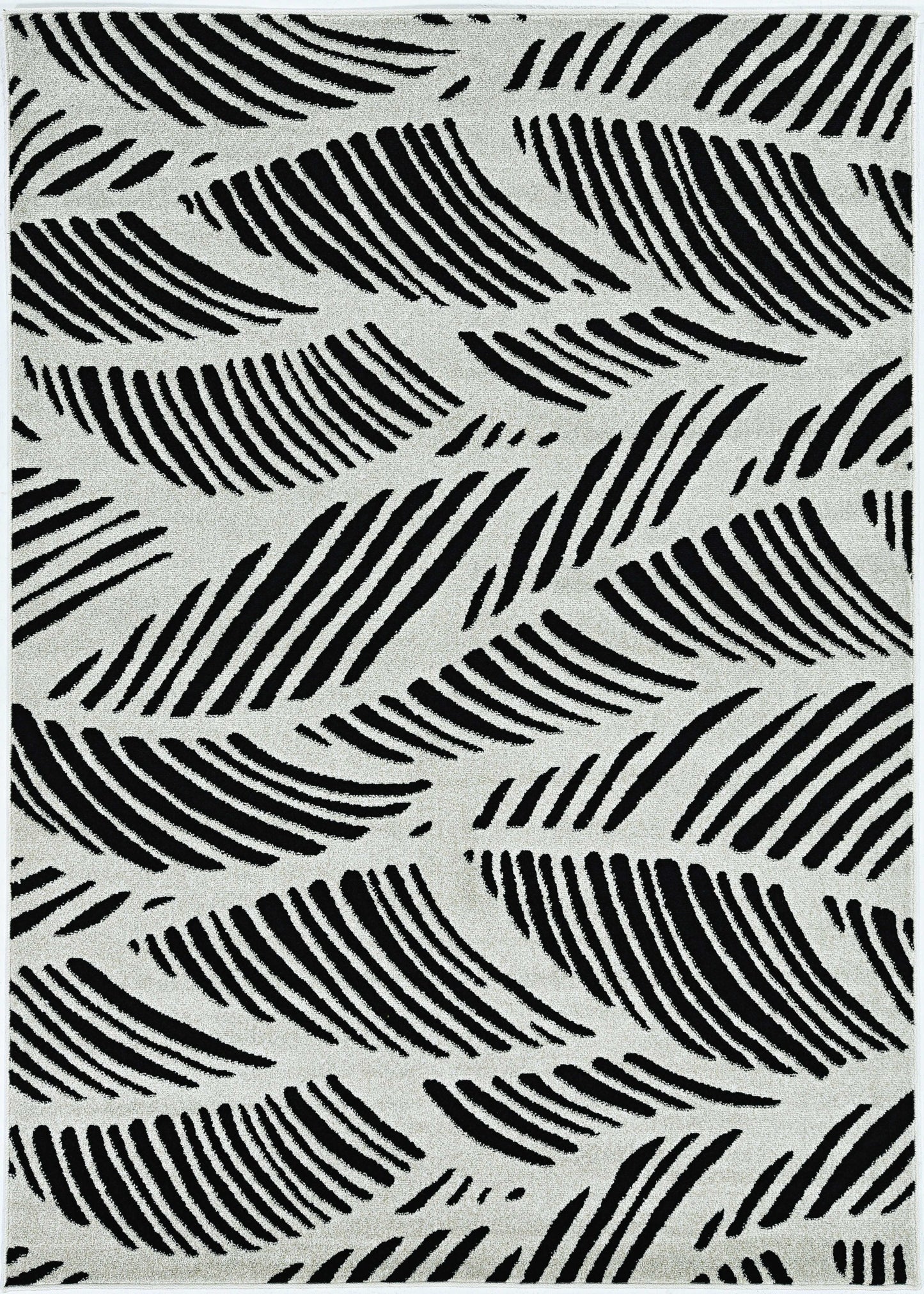 5' X 8' Black and White Abstract Indoor Outdoor Area Rug