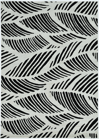 2' X 4' Black And White Abstract Indoor Outdoor Area Rug